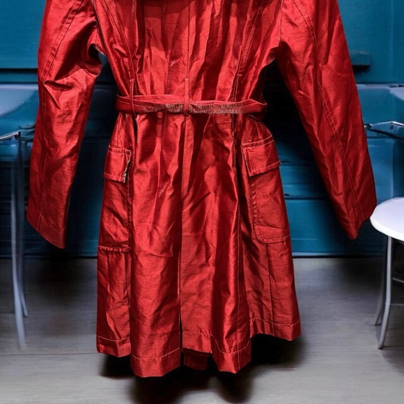 Susan lucci Vibrant Red Trench Coat size 14 - Picture 7 of 7